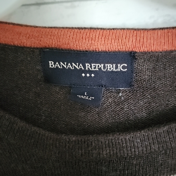 Banana Republic Orange Navy Brown Gray Striped Pullover Sweater Women Sz Large - Picture 3 of 5